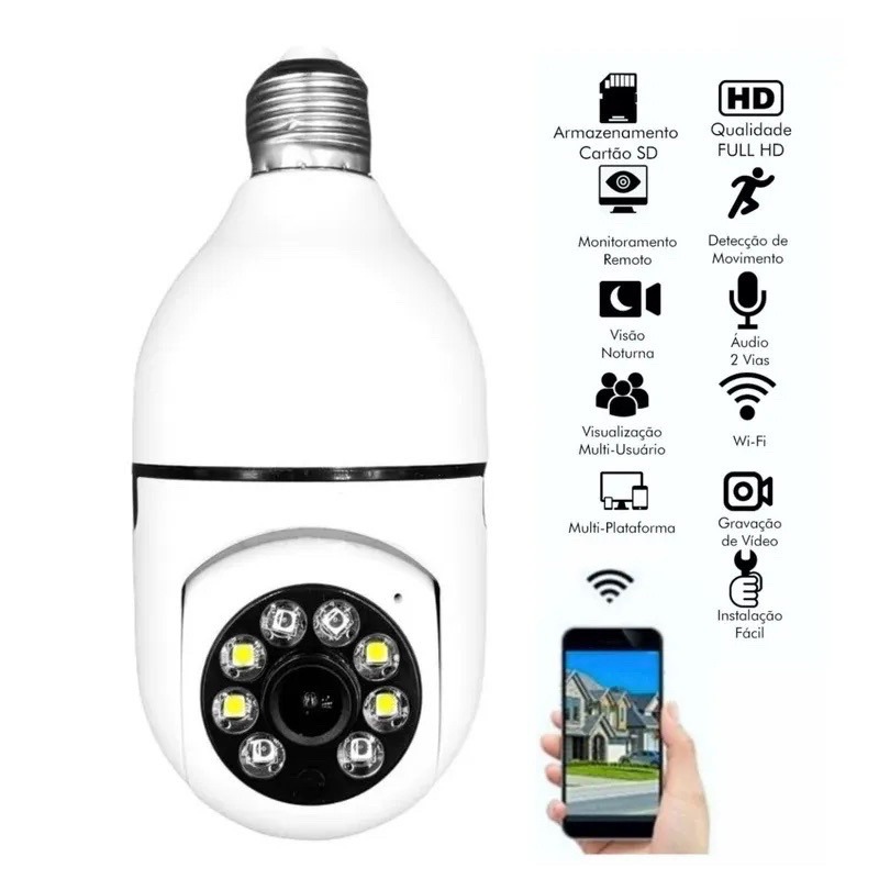 KIt 2 Mini IP Câmera Wifi sem fio visão noturna microfone auto falante acesso remoto aplicativo
